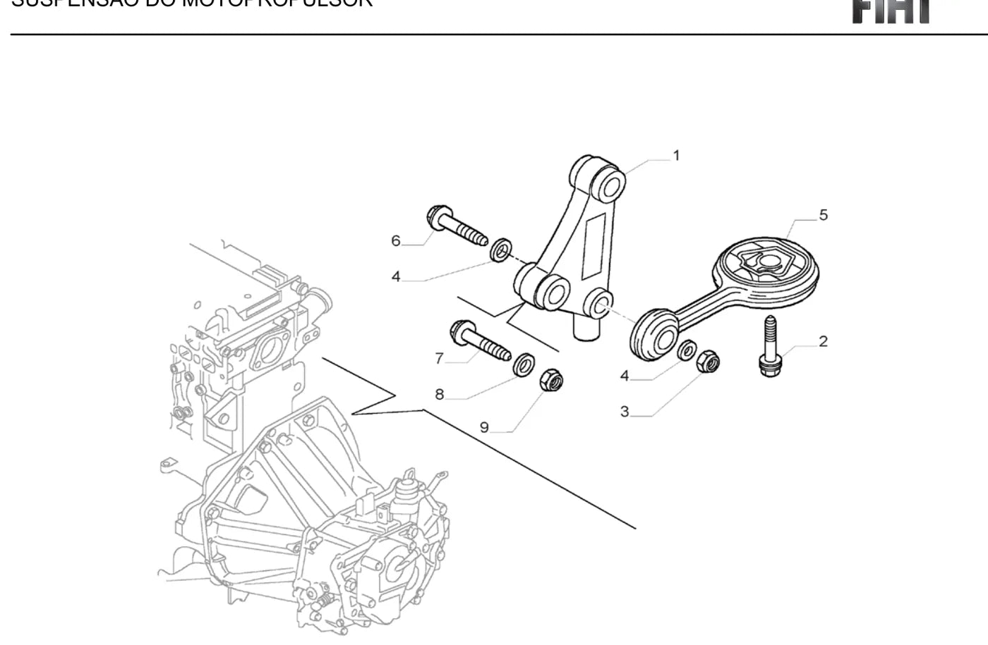 Vista explodida de conjunto do Catálogo de Peças Fiat Stilo 1.8 MPI 16V (2003-2007)