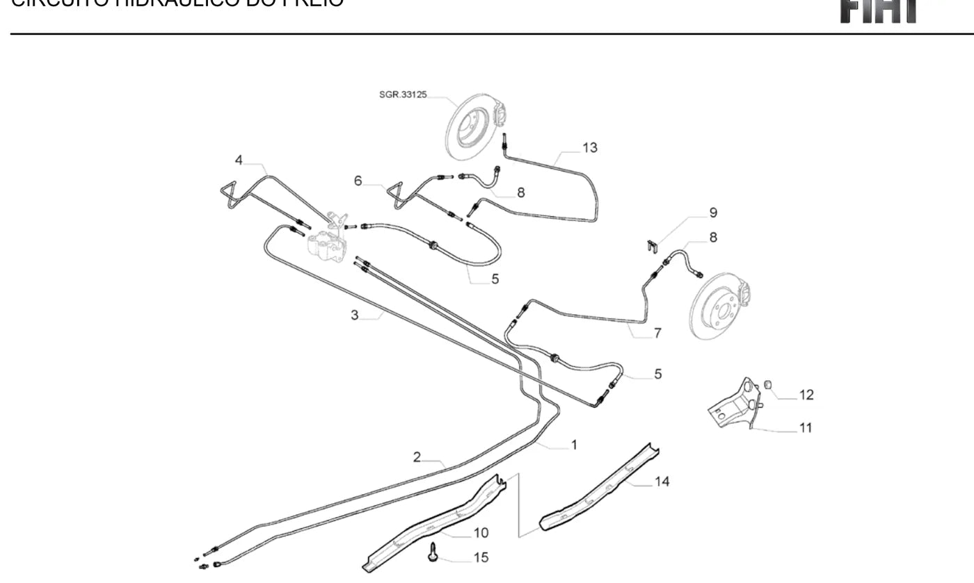 Página com vista explodida e chamadas numeradas — Fiat Stilo 1.8 MPI 16V (2003-2007)