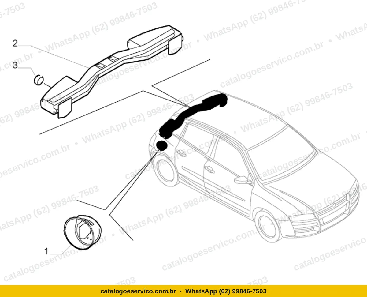 Vista explodida do Catálogo de Peças Fiat Stilo: Estrutura interna traseira