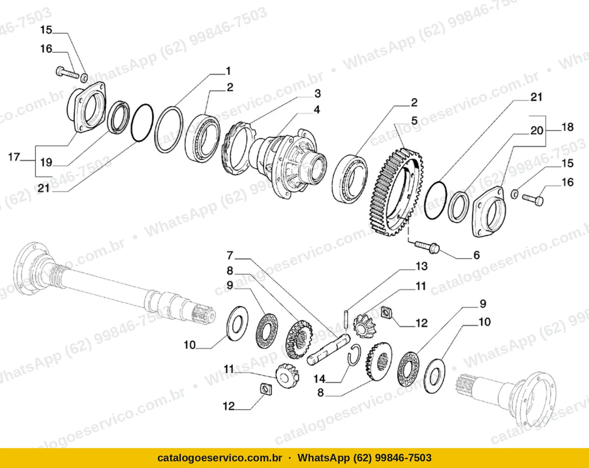 Vista explodida do Catálogo de Peças Fiat Stilo: Diferencial