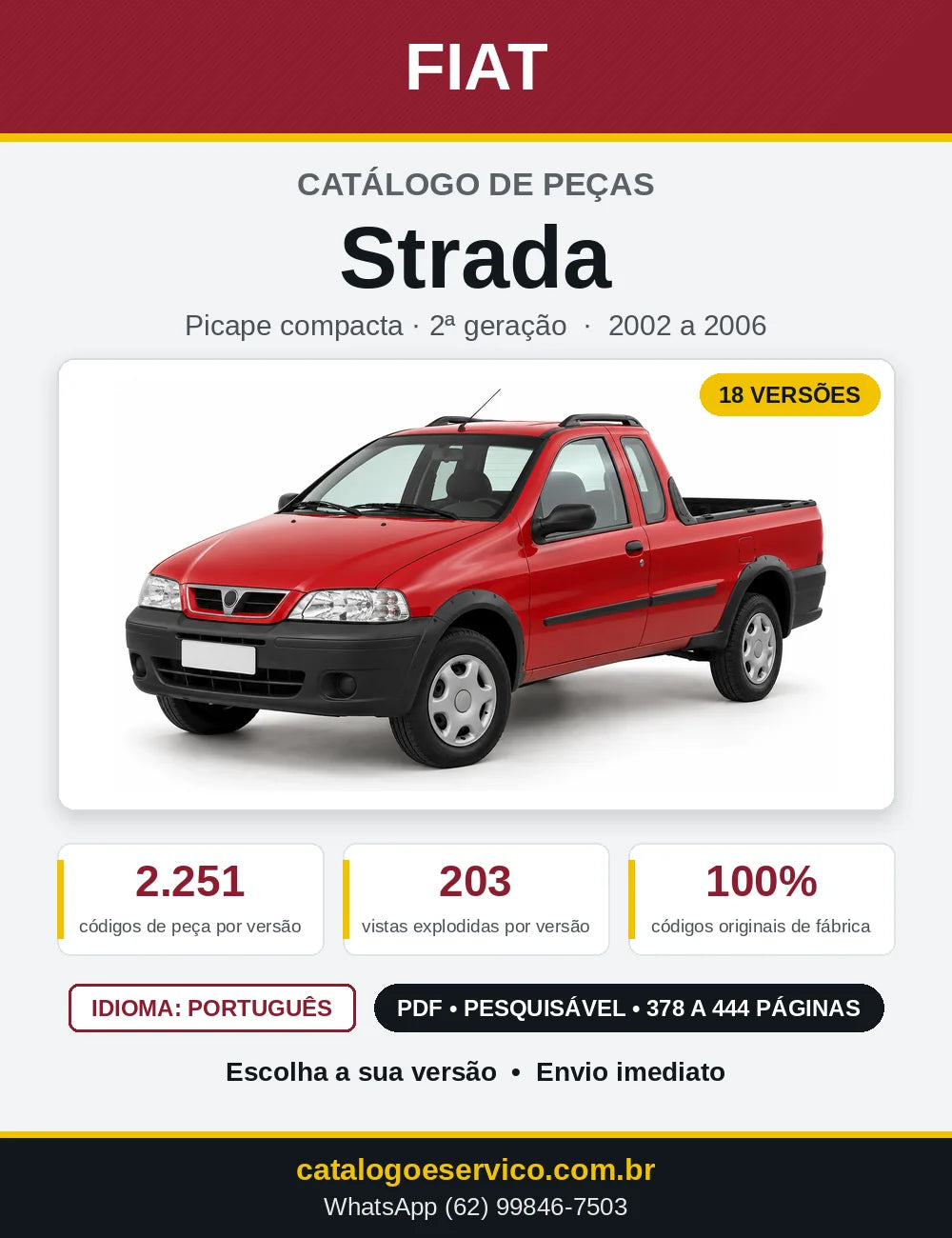 Capa do Catálogo de Peças Fiat Strada 2002 a 2006