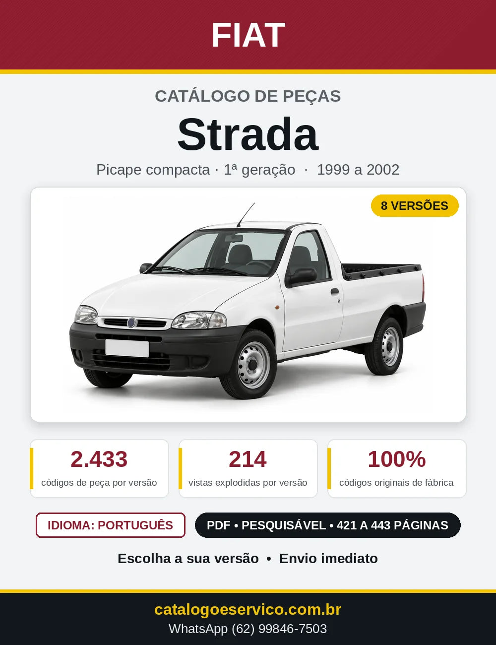 Capa do Catálogo de Peças Fiat Strada 1999 a 2002