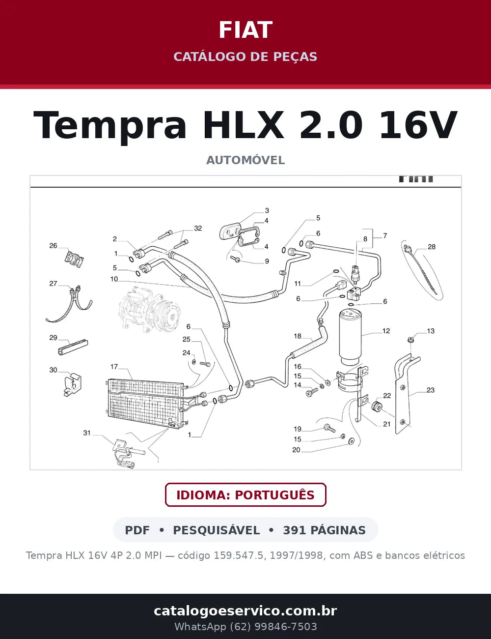 Catálogo de Peças Fiat Tempra HLX 2.0 16V (1997-1998) — capa