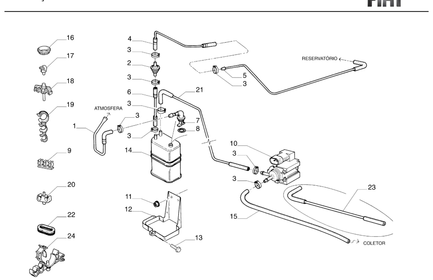 Catálogo de Peças Fiat Tempra HLX 2.0 16V (1997-1998) — vista explodida 2 (pág. 34 do PDF)