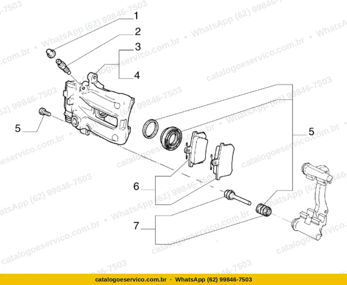 Vista explodida do Catálogo de Peças Fiat Tempra SX 16V 2.0: Freio traseiro