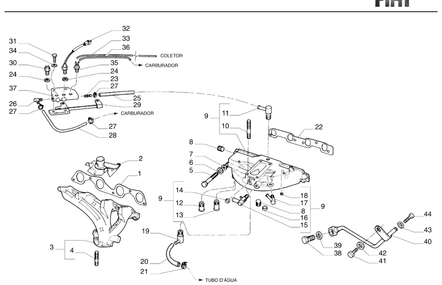 Catálogo de Peças Fiat Tempra SX 2.0 8V 4P (1997-1998) — vista explodida 2 (pág. 51 do PDF)