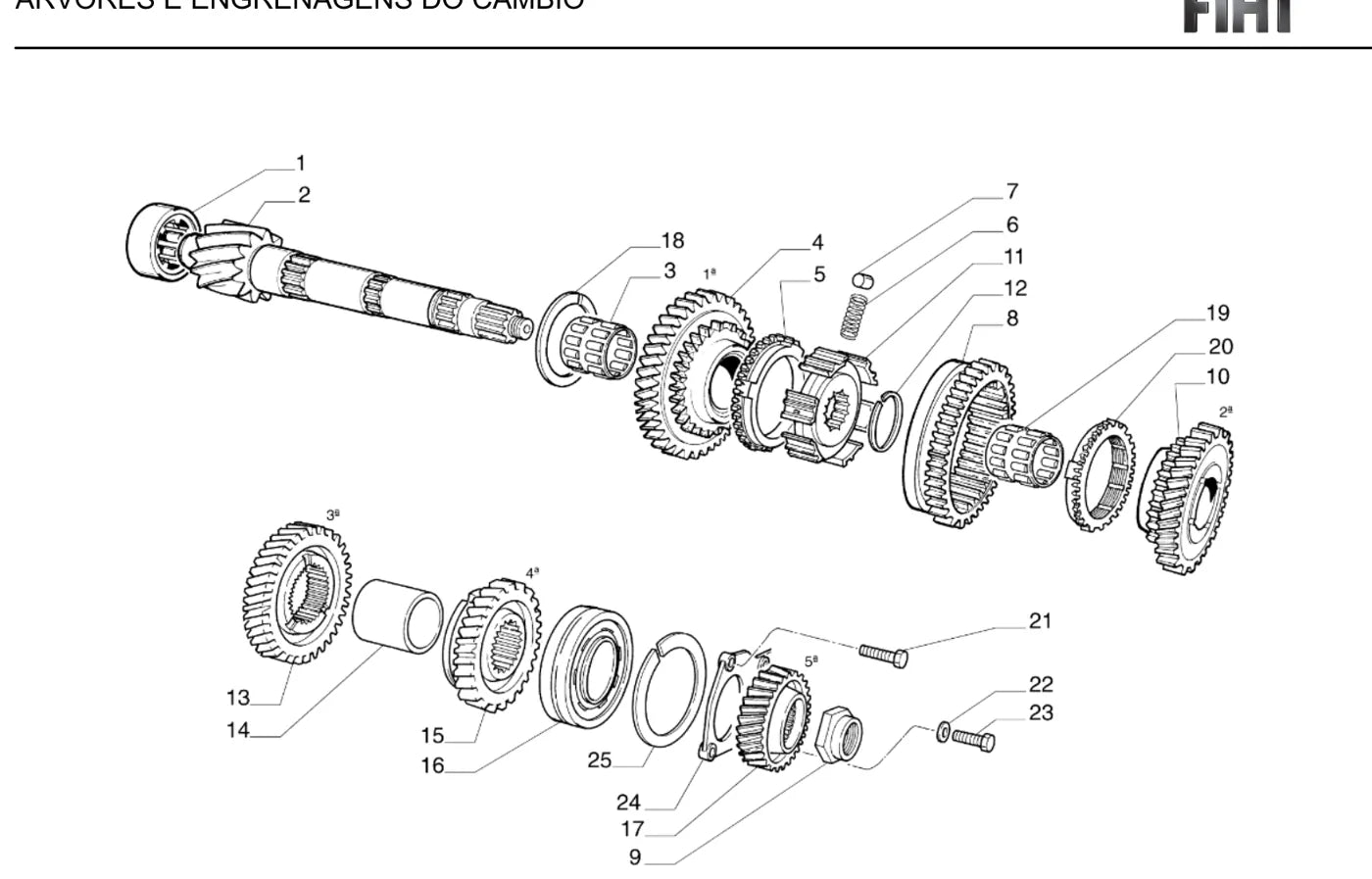 Página com vista explodida e chamadas numeradas — Fiat Tempra Turbo 2P 2.0 Turbo 8V