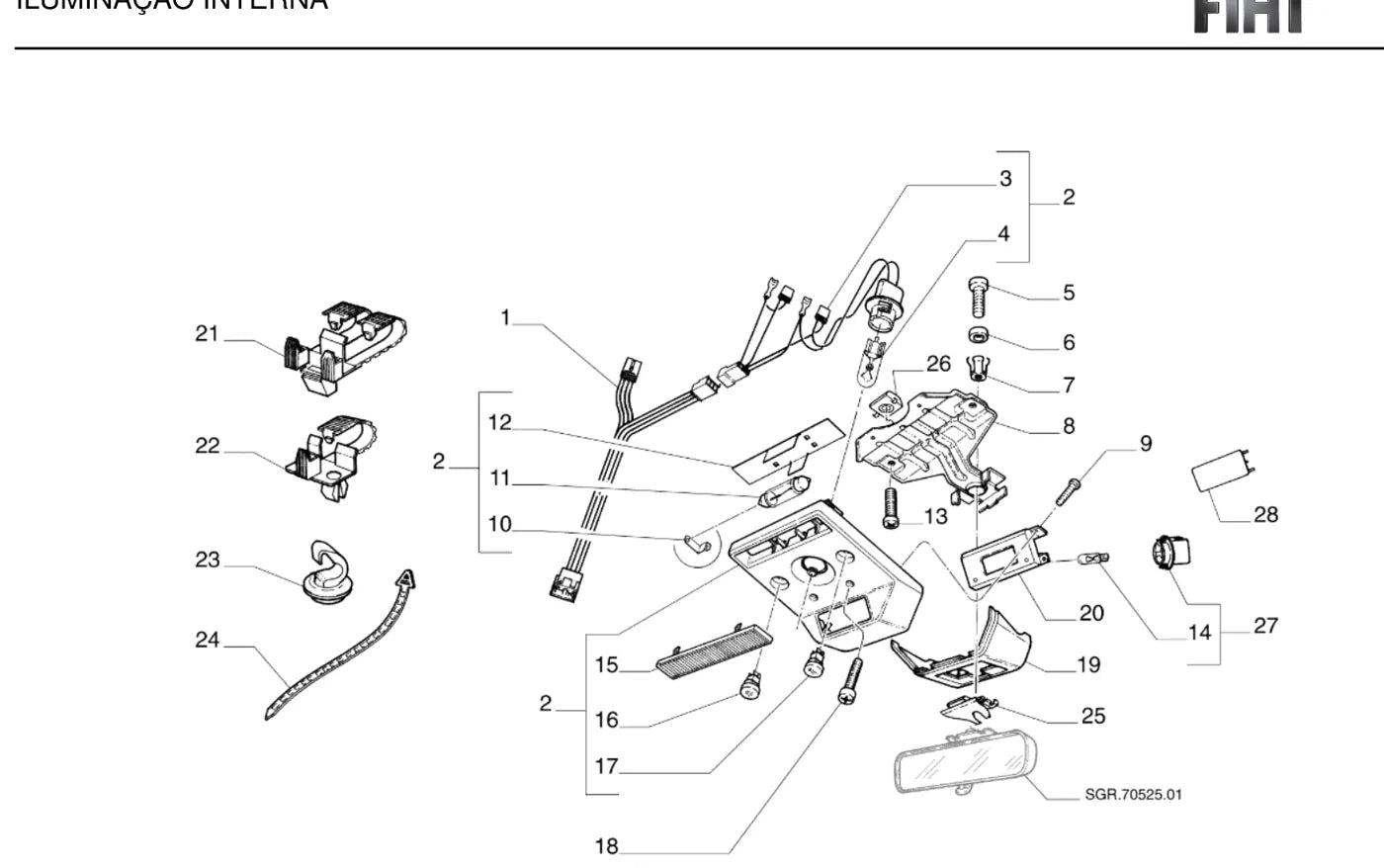 Detalhe de componentes ilustrados no Catálogo de Peças Fiat Tempra Turbo Stile 2.0 Turbo 8V