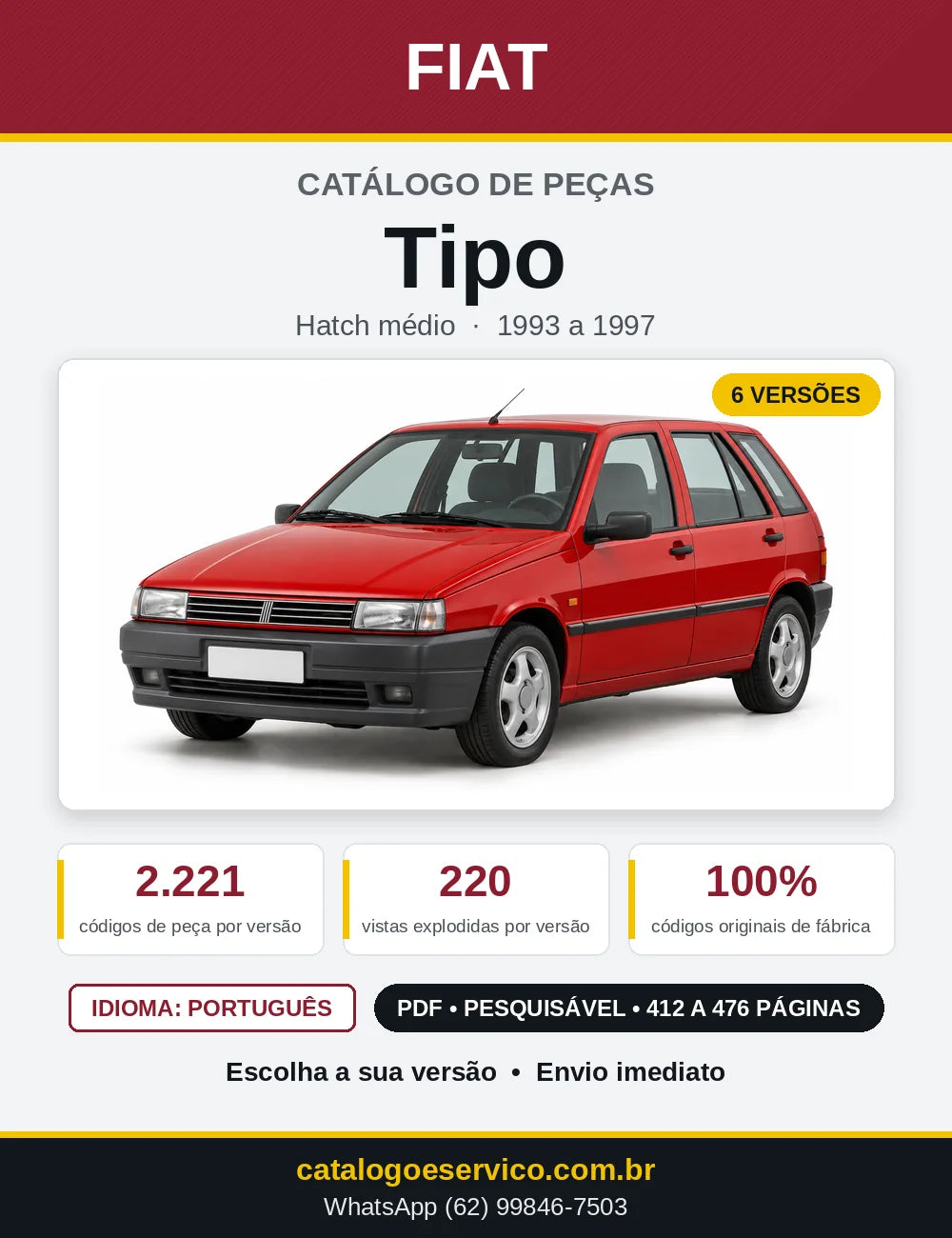 Capa do Catálogo de Peças Fiat Tipo 1993 a 1997