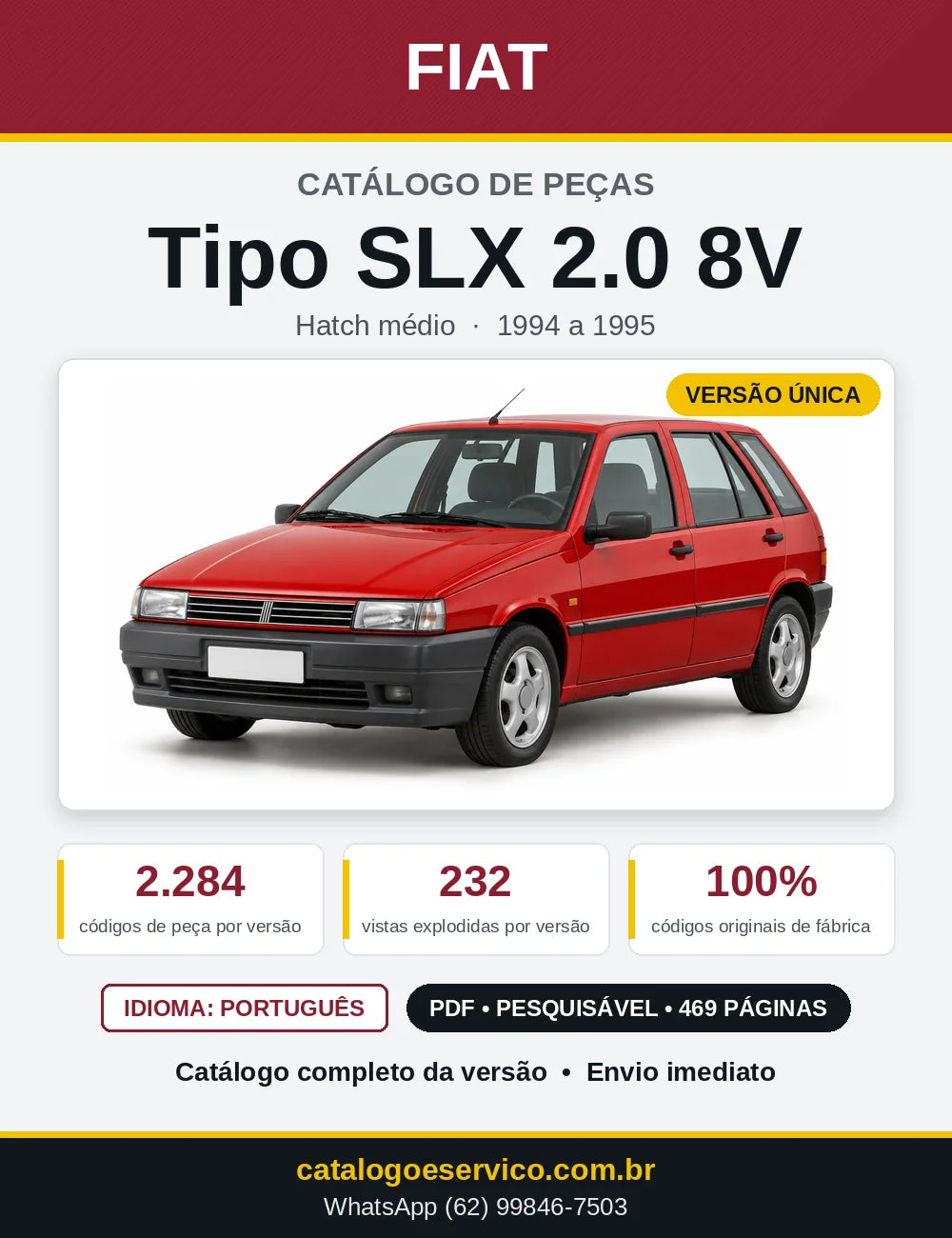 Capa do Catálogo de Peças Fiat Tipo SLX 2.0 8V 1994 a 1995