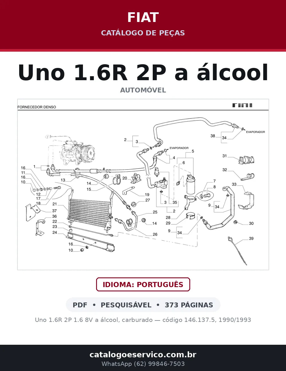 Catálogo de Peças Fiat Uno 1.6R 2P 1.6 8V (1990-1993) — capa