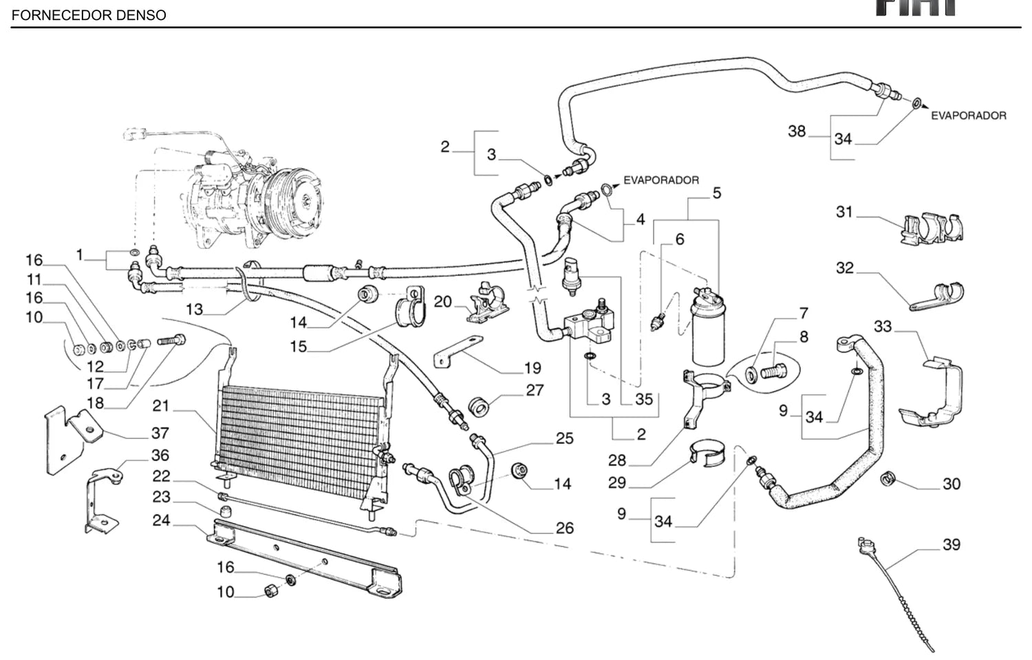 Catálogo de Peças Fiat Uno 1.6R 2P 1.6 8V (1990-1993) — vista explodida 1 (pág. 181 do PDF)
