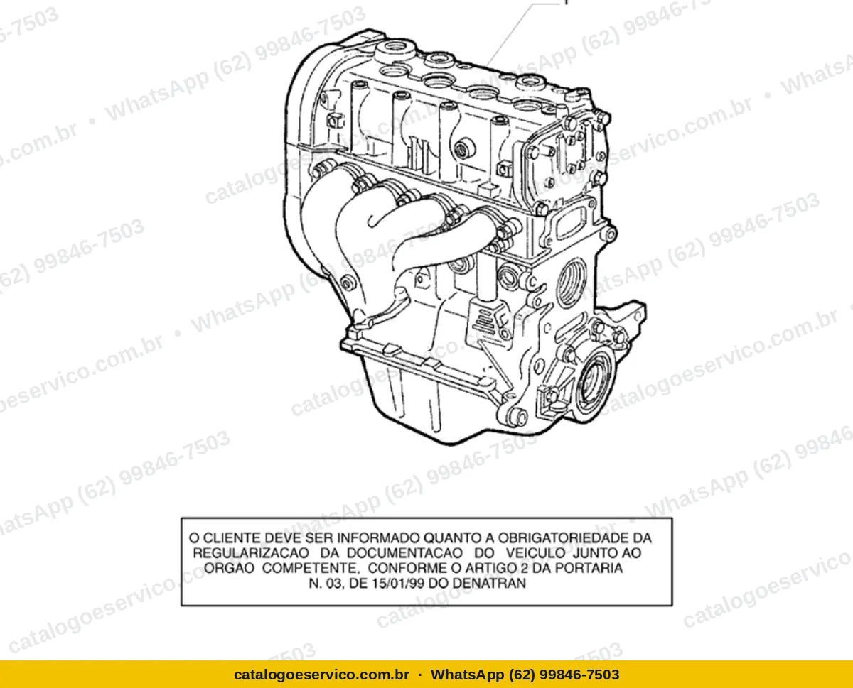 Vista explodida do Catálogo de Peças Fiat Uno Mille Fire / Uno Way: Motor