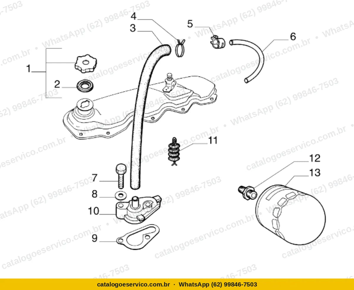Vista explodida do Catálogo de Peças Fiat Uno Mille: Lubrificação