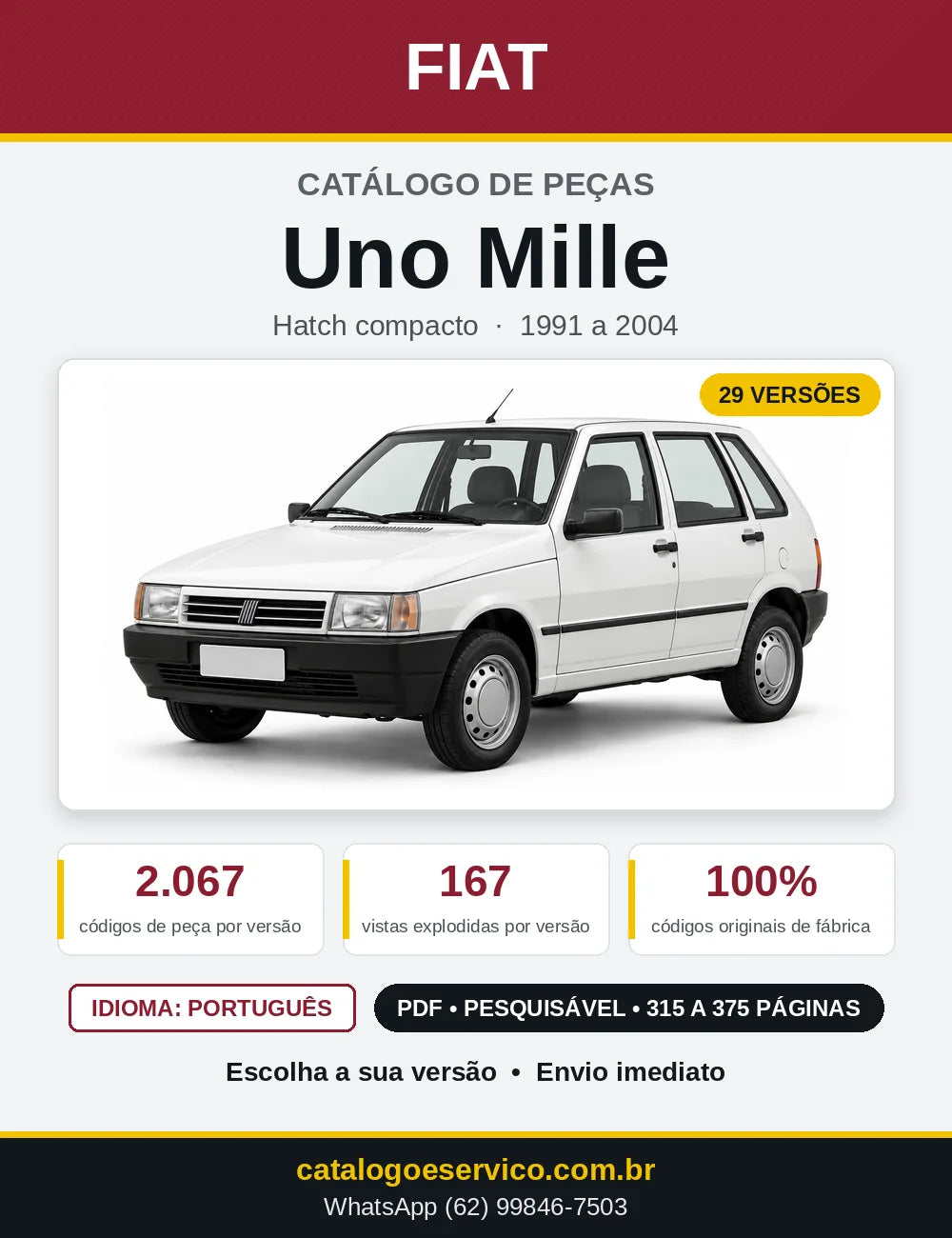 Capa do Catálogo de Peças Fiat Uno Mille 1991 a 2004