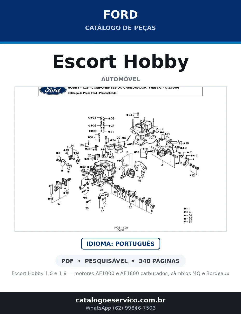 Catálogo de Peças Ford Escort Hobby 1.0 e 1.6 8V AE (1993-1996) — capa