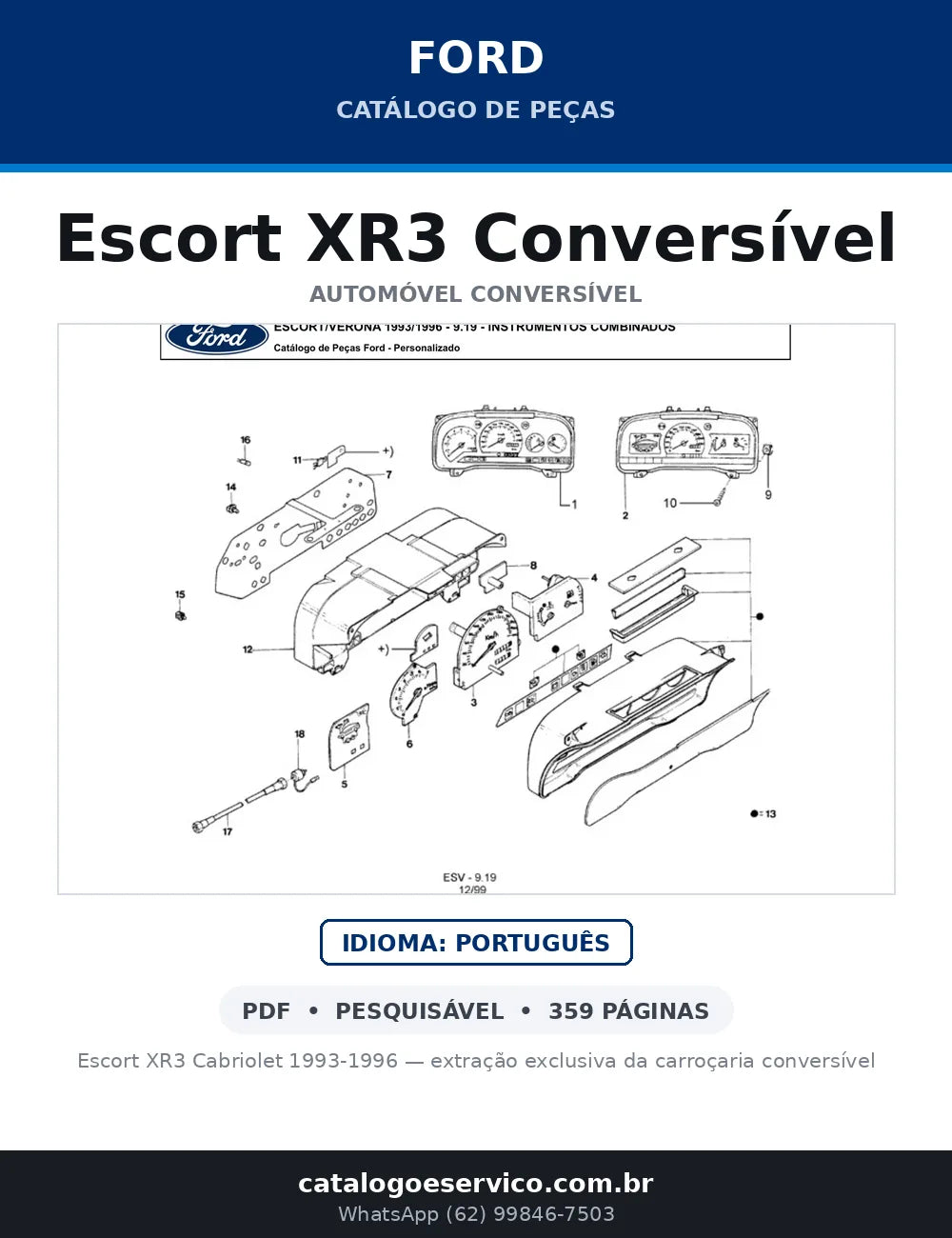Catálogo de Peças Ford Escort XR3 Conversível 1993-1996 — capa