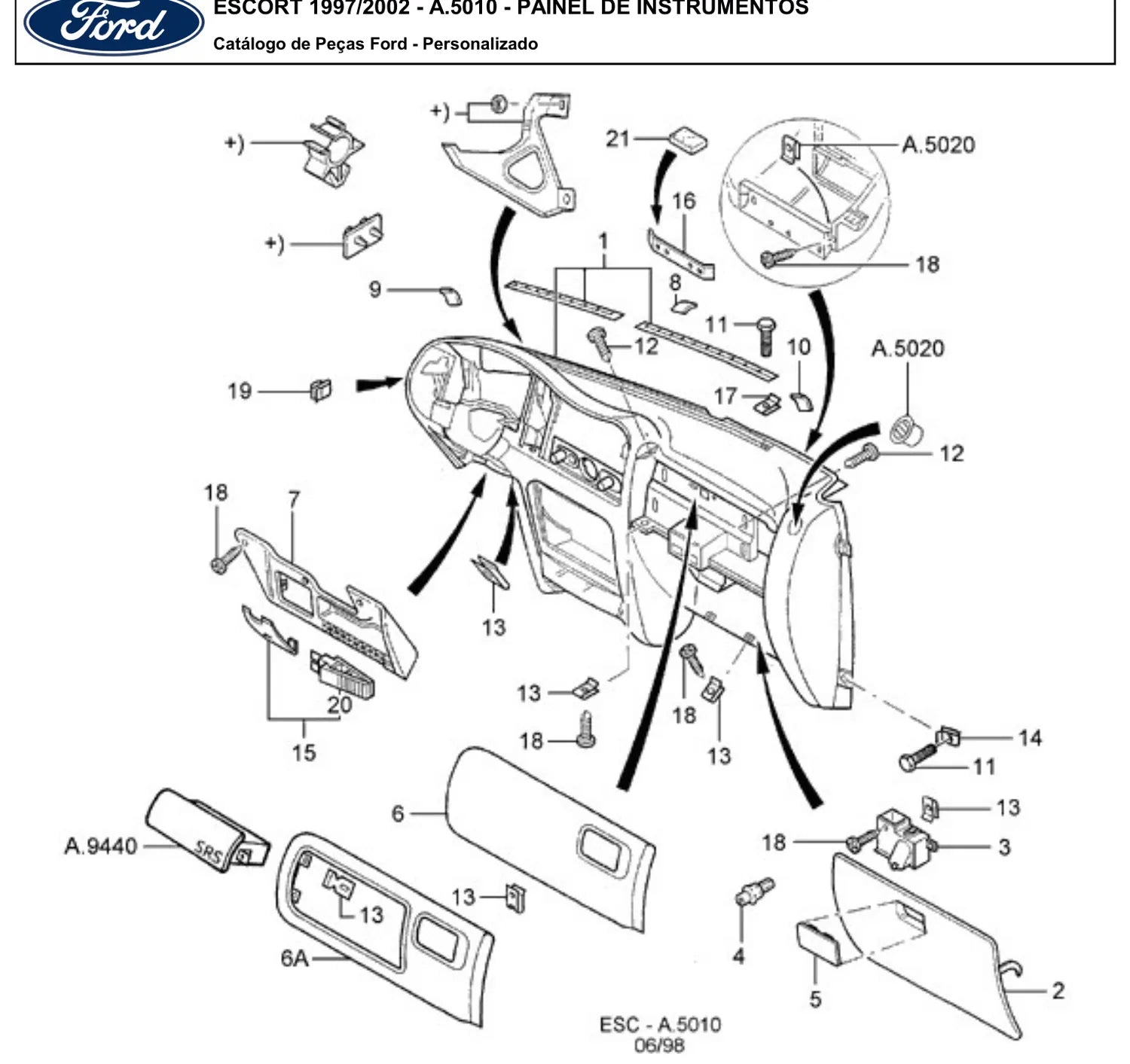 Catálogo de Peças Ford Escort Zetec Rocam 1.6 e Zetec 1.8 (1997-2002) — vista explodida 1 (pág. 116 do PDF)