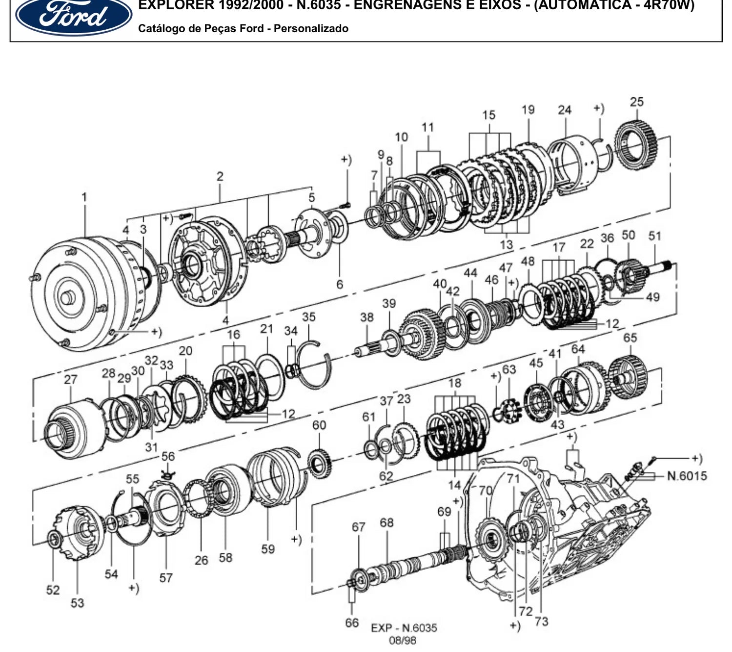 Catálogo de Peças Ford Explorer 4.0 V6 e 5.0 V8 (1992-2000) — vista explodida 1 (pág. 388 do PDF)