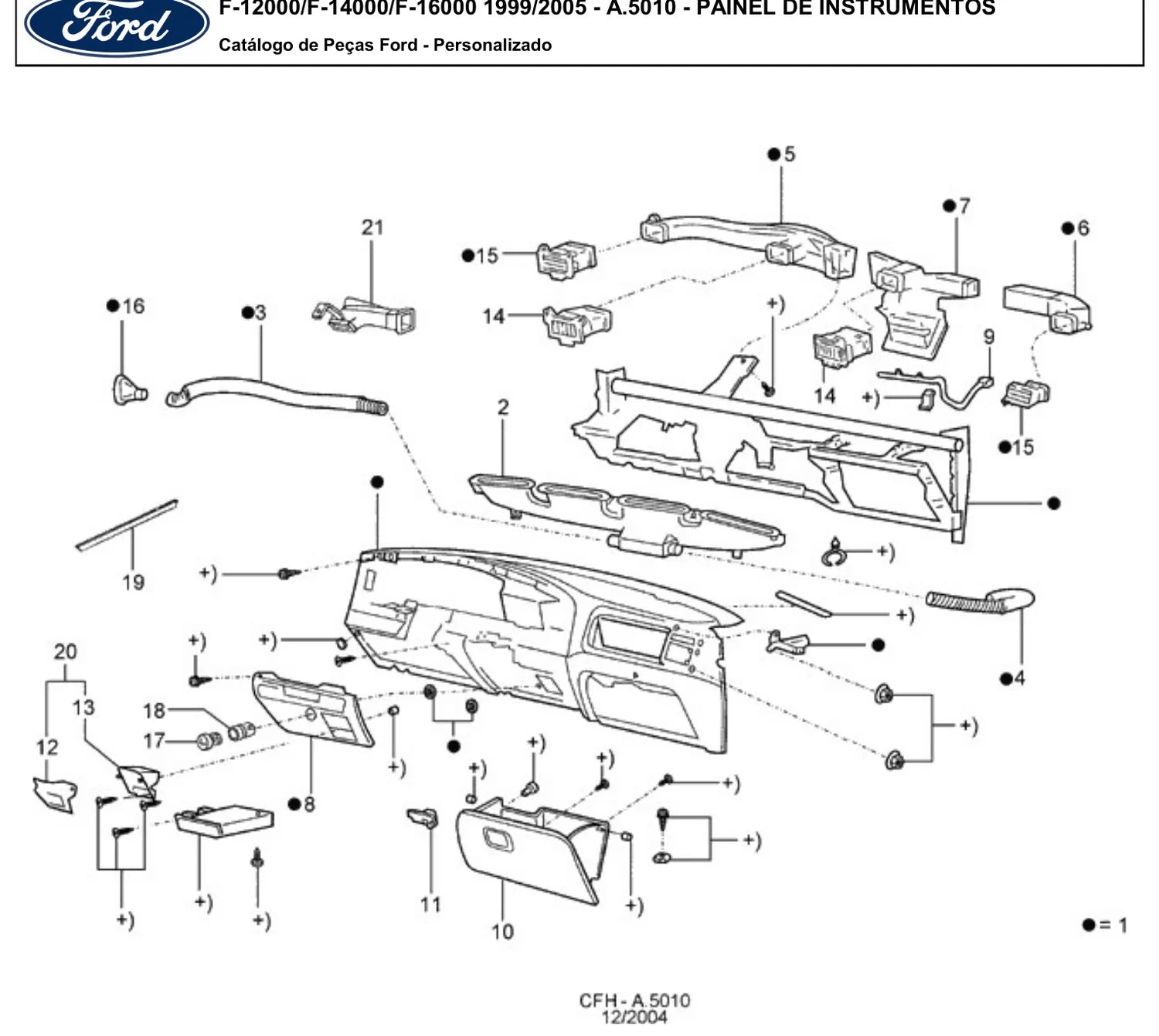 Catálogo de Peças Ford F-16000 1999-2005 — vista explodida 3 (pág. 36 do PDF)