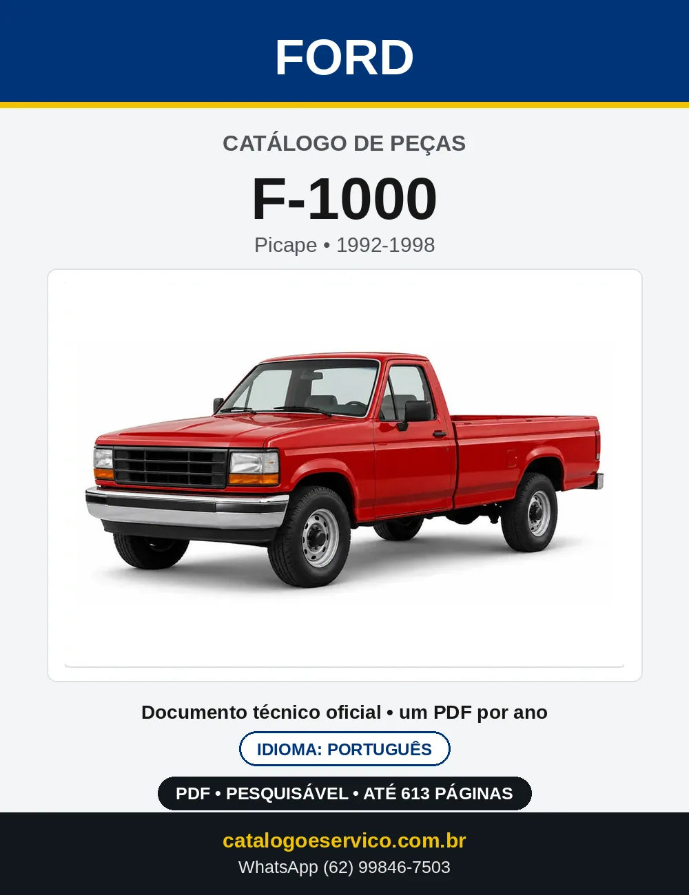 Catálogo de Peças Ford F-1000 1992-1998 — capa