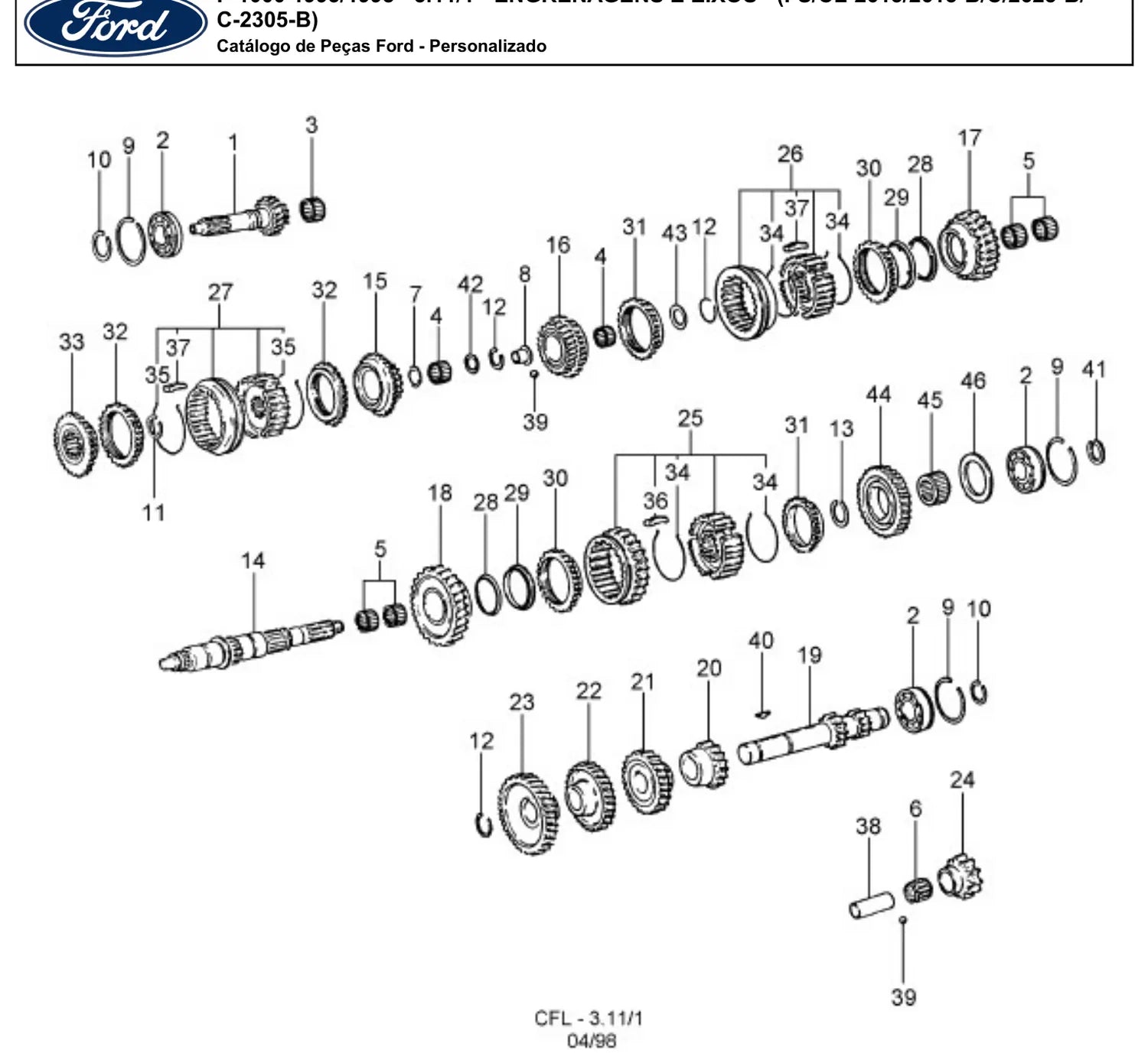 Catálogo de Peças Ford F-1000 MWM, Maxion e gasolina (1993-1998) — vista explodida 1 (pág. 517 do PDF)