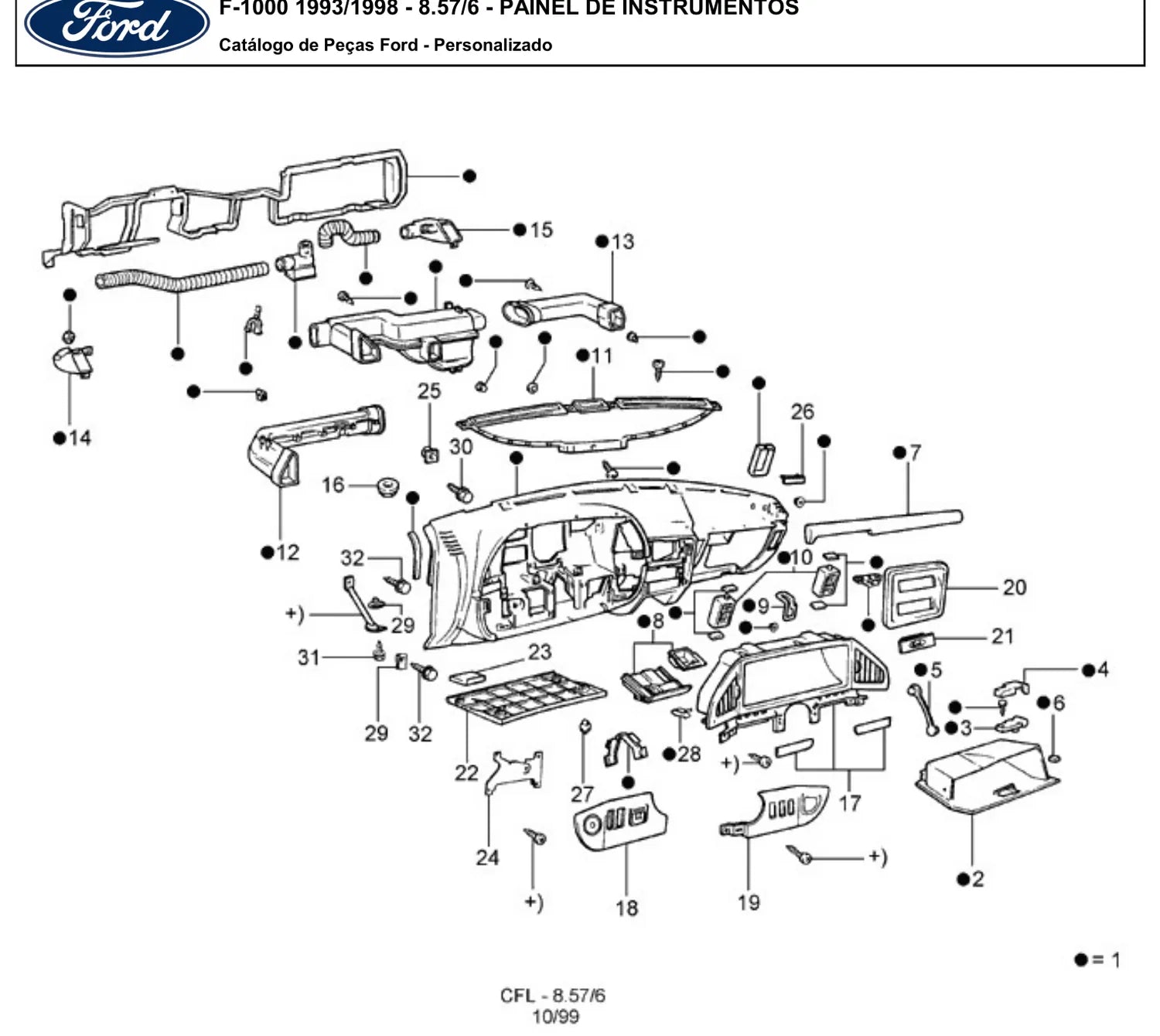 Catálogo de Peças Ford F-1000 MWM, Maxion e gasolina (1993-1998) — vista explodida 3 (pág. 1274 do PDF)