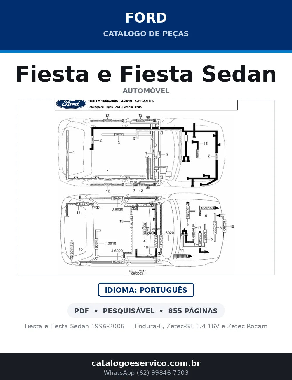 Catálogo de Peças Ford Fiesta e Fiesta Sedan Endura, Zetec-SE e Rocam (1996-2006) — capa