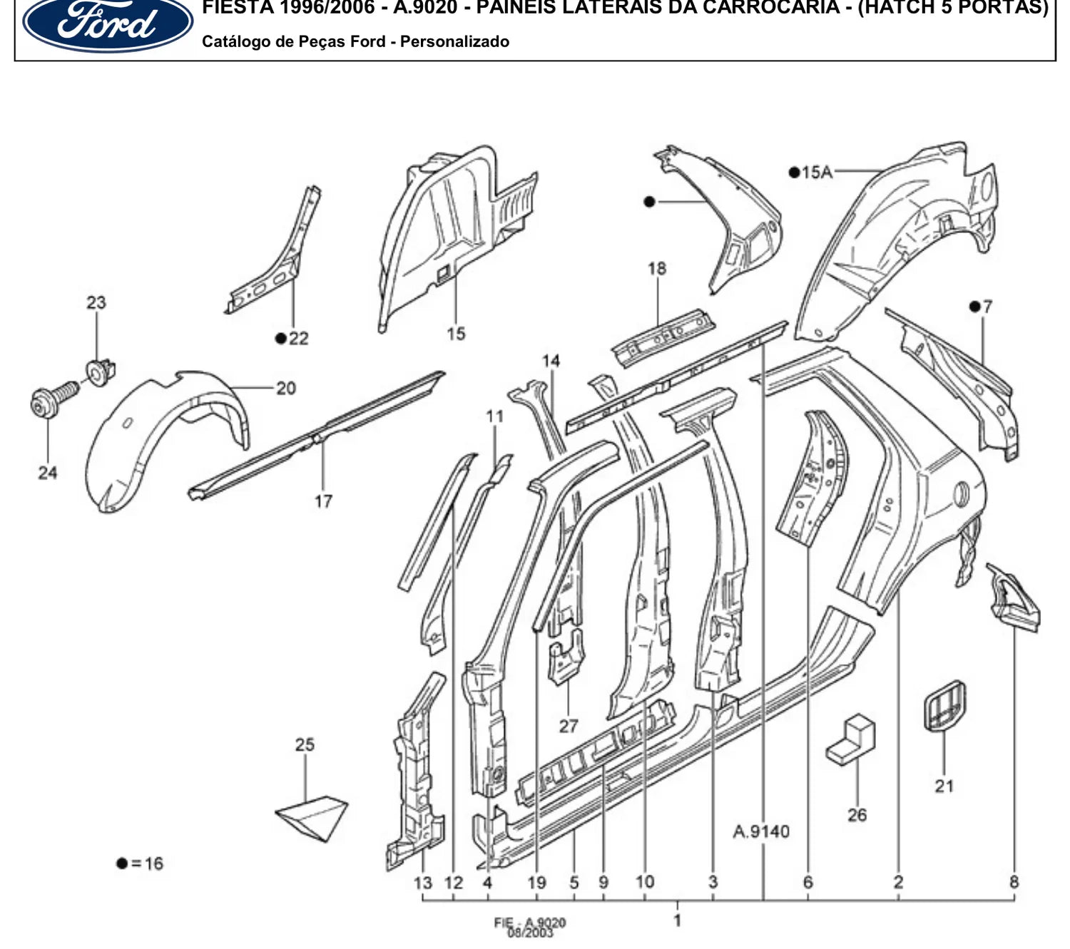 Catálogo de Peças Ford Fiesta e Fiesta Sedan Endura, Zetec-SE e Rocam (1996-2006) — vista explodida 2 (pág. 213 do PDF)