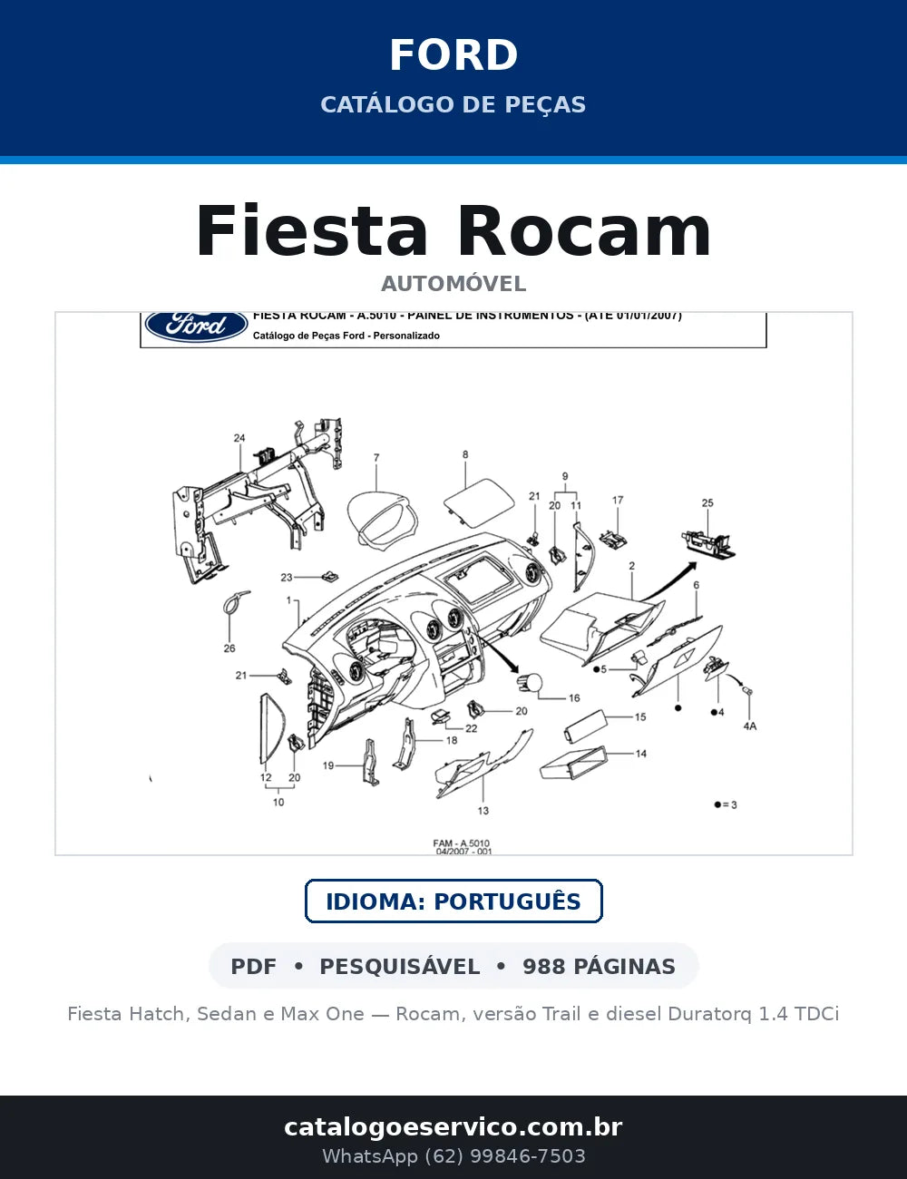 Catálogo de Peças Ford Fiesta Rocam Hatch, Sedan e Max (2007-2014) — capa