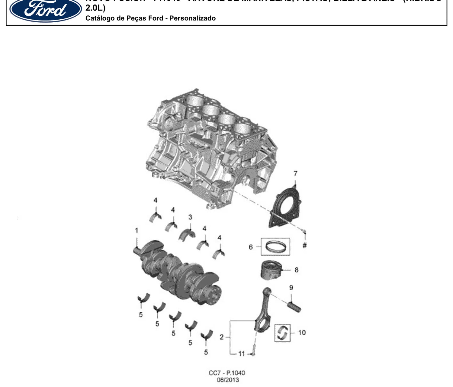 Catálogo de Peças Ford Fusion 2.0, 2.5 e Híbrido (2014-2015) — vista explodida 3 (pág. 238 do PDF)