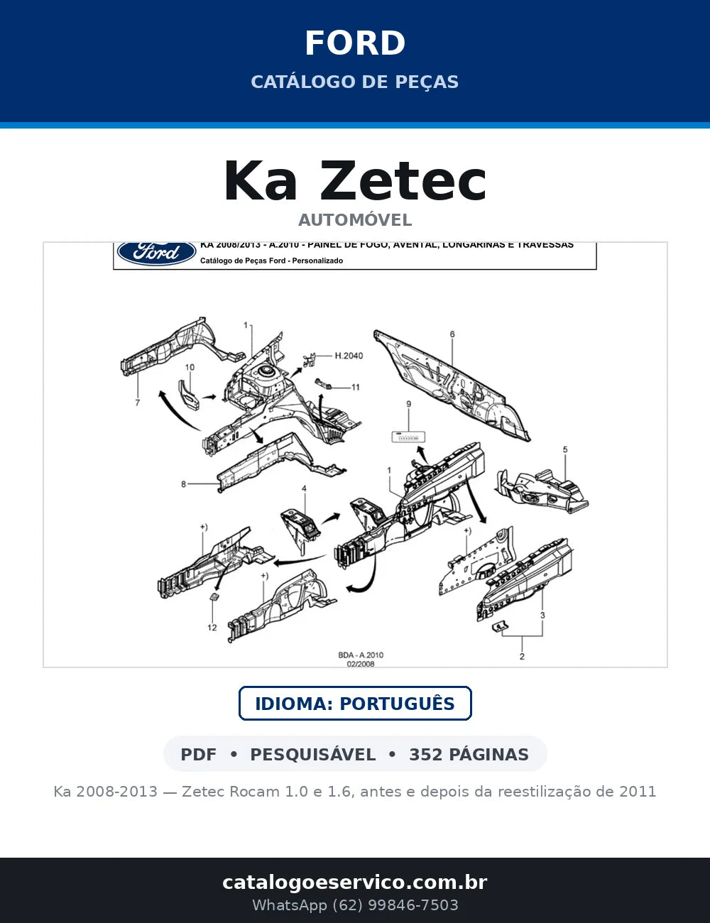 Catálogo de Peças Ford Ka Zetec 1.0 e 1.6 (2008-2013) — capa
