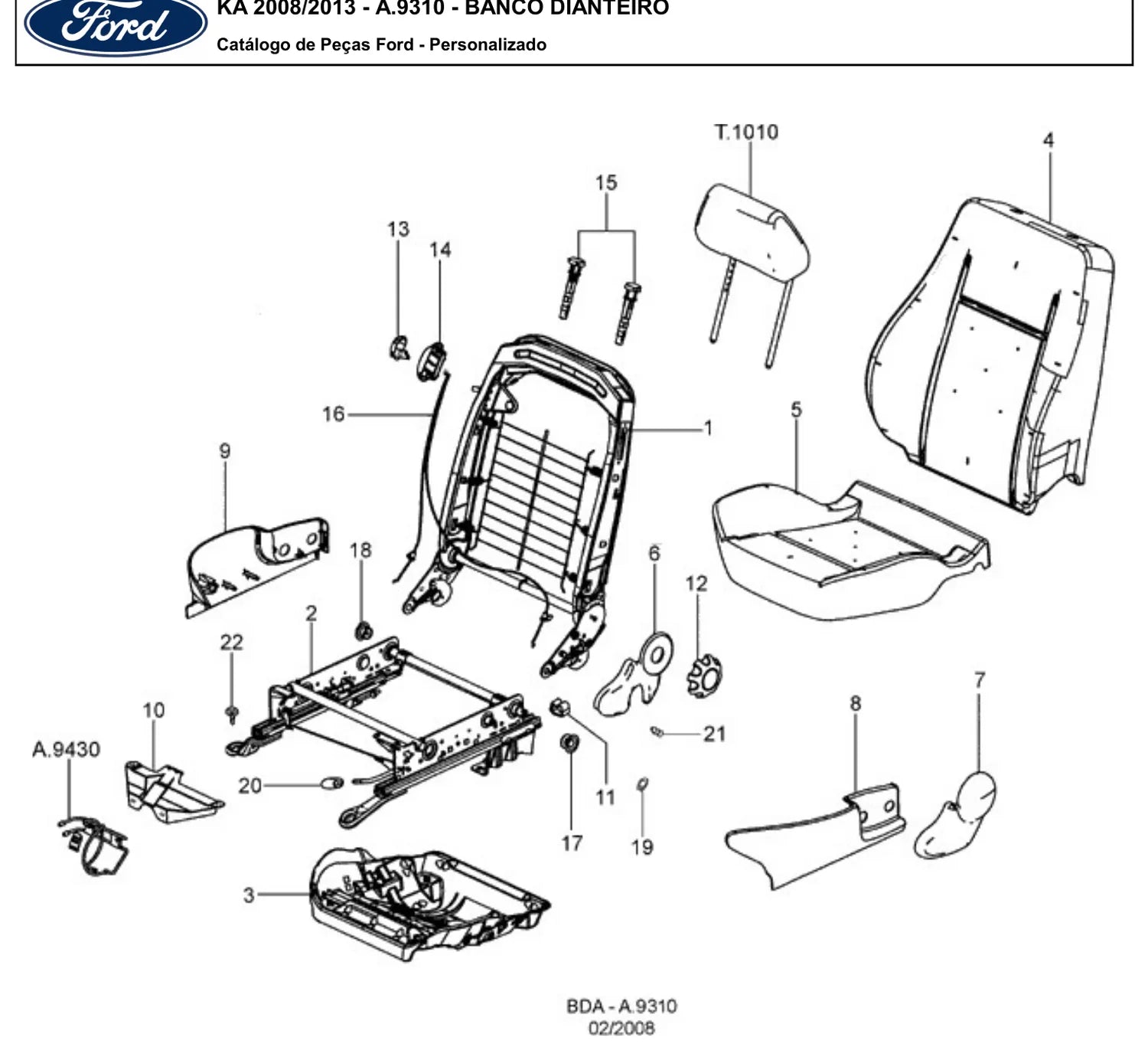 Catálogo de Peças Ford Ka Zetec 1.0 e 1.6 (2008-2013) — vista explodida 2 (pág. 96 do PDF)