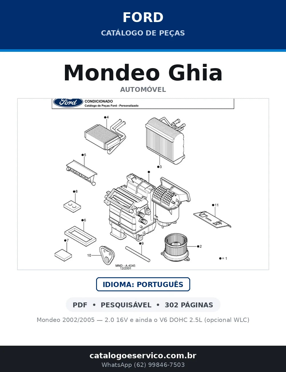 Catálogo de Peças Ford Mondeo Ghia 2.0 16V (2002-2006) — capa