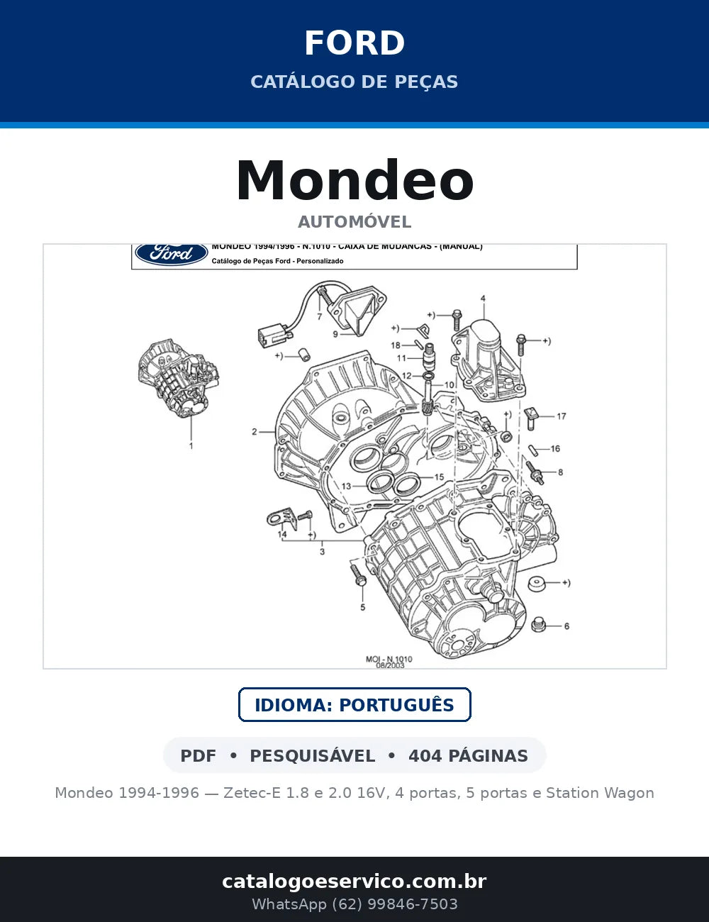 Catálogo de Peças Ford Mondeo Zetec 1.8 e 2.0 16V (1994-1996) — capa