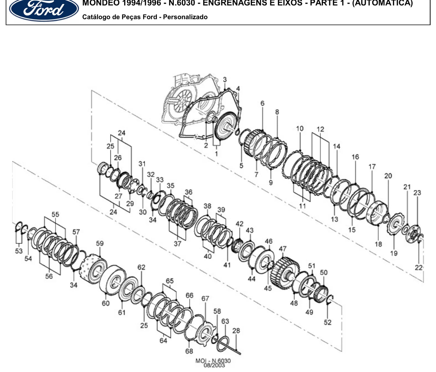 Catálogo de Peças Ford Mondeo Zetec 1.8 e 2.0 16V (1994-1996) — vista explodida 2 (pág. 336 do PDF)