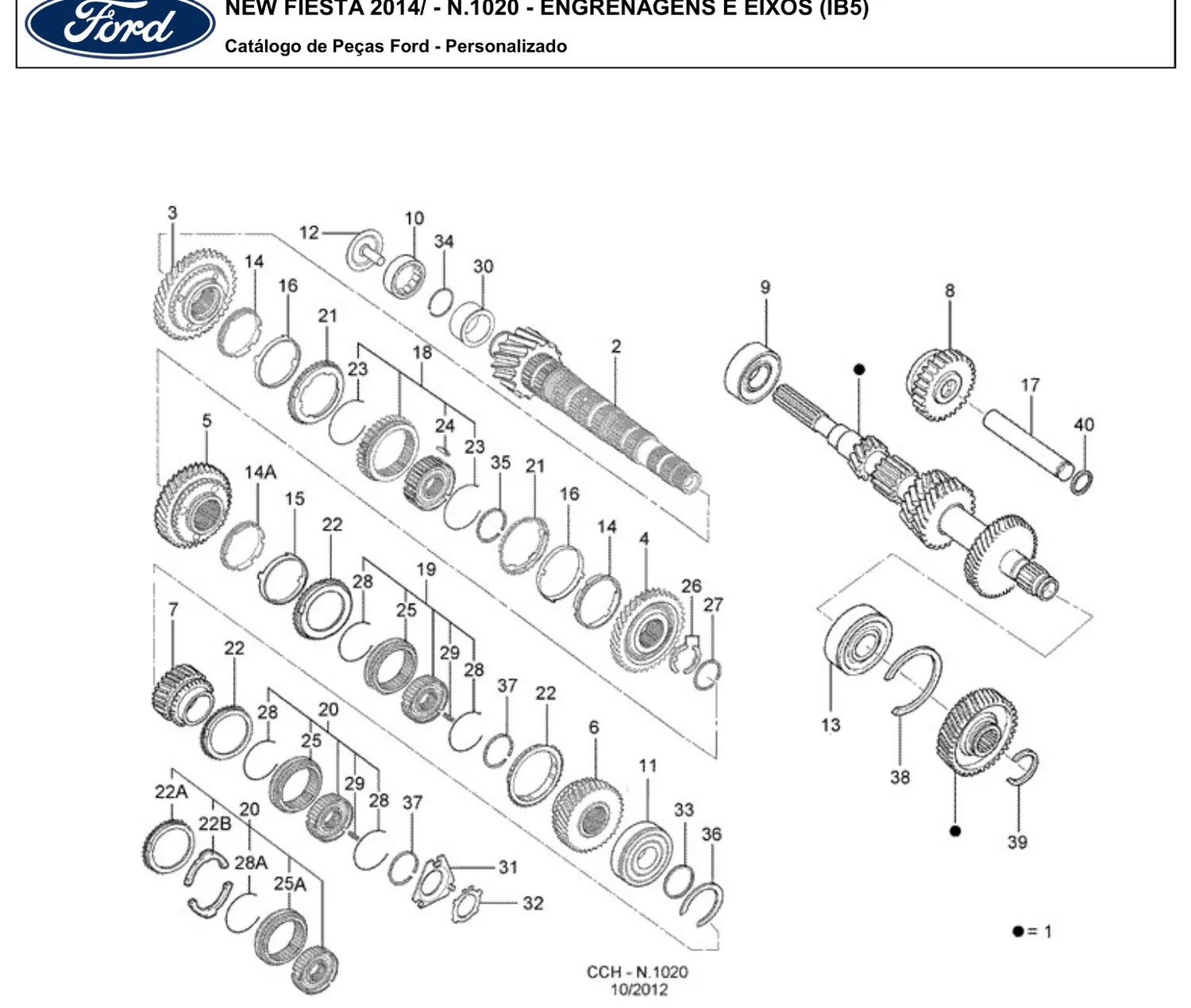 Catálogo de Peças Ford New Fiesta 1.5 e 1.6 16V (2014 em diante) — vista explodida 1 (pág. 278 do PDF)