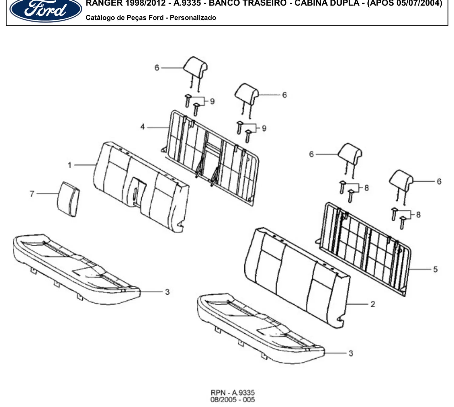 Catálogo de Peças Ford Ranger 2.3, 2.5, 2.8, 3.0 e 4.0 (1998-2012) — vista explodida 3 (pág. 549 do PDF)