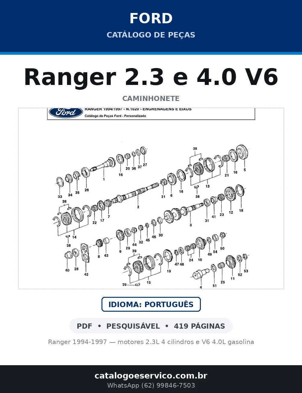 Catálogo de Peças Ford Ranger 2.3 e 4.0 V6 (1994-1997) — capa
