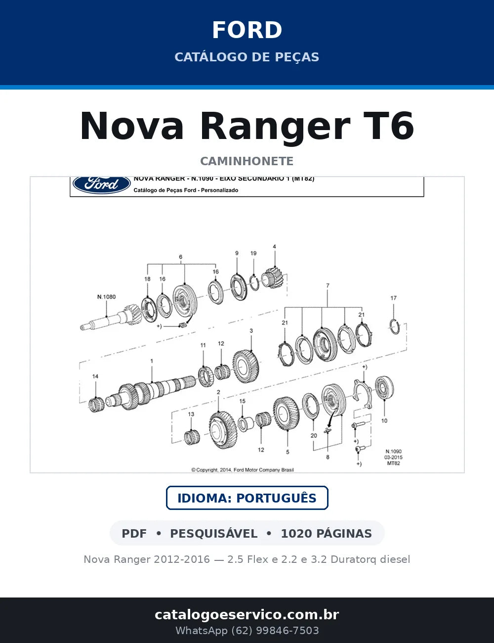 Catálogo de Peças Ford Nova Ranger 2.5 Flex, 2.2 e 3.2 Diesel (2012-2015) — capa