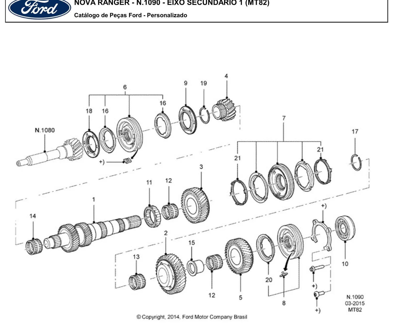 Catálogo de Peças Ford Nova Ranger 2.5 Flex, 2.2 e 3.2 Diesel (2012-2015) — vista explodida 1 (pág. 721 do PDF)