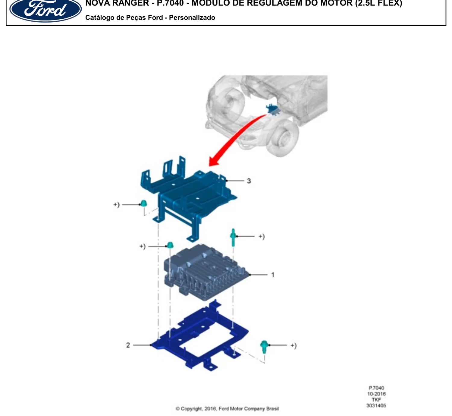 Catálogo de Peças Ford Nova Ranger 2.5 Flex, 2.2 e 3.2 Diesel (2012-2015) — vista explodida 2 (pág. 831 do PDF)