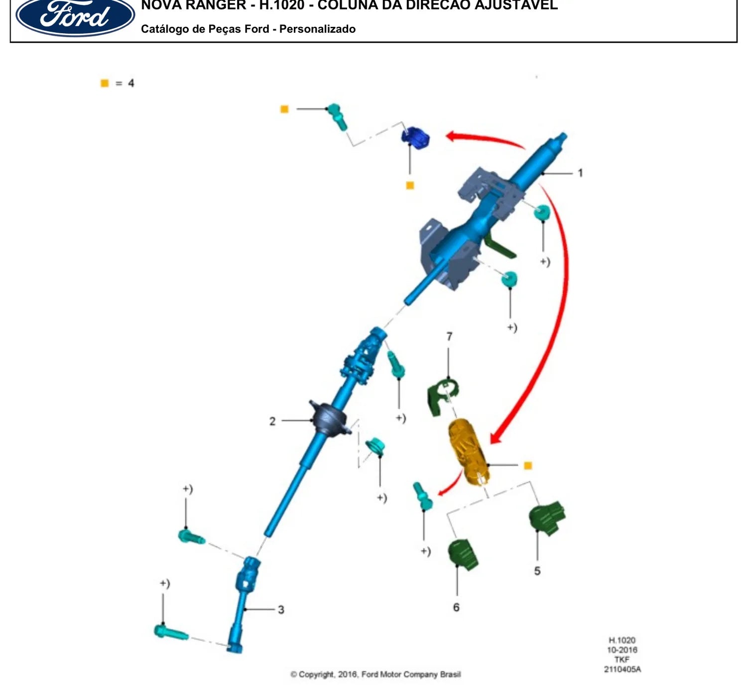 Catálogo de Peças Ford Nova Ranger 2.5 Flex, 2.2 e 3.2 Diesel (2012-2015) — vista explodida 3 (pág. 501 do PDF)