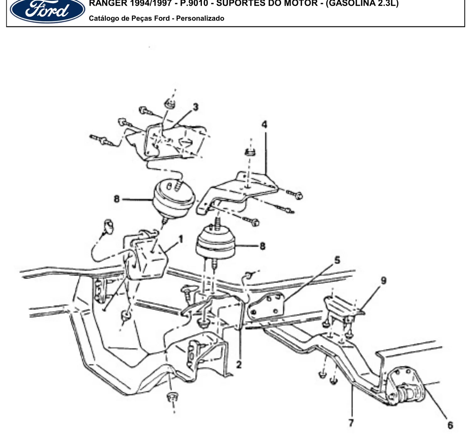 Catálogo de Peças Ford Ranger STX, XL e XLT (1994-1997) — vista explodida 1 (pág. 376 do PDF)