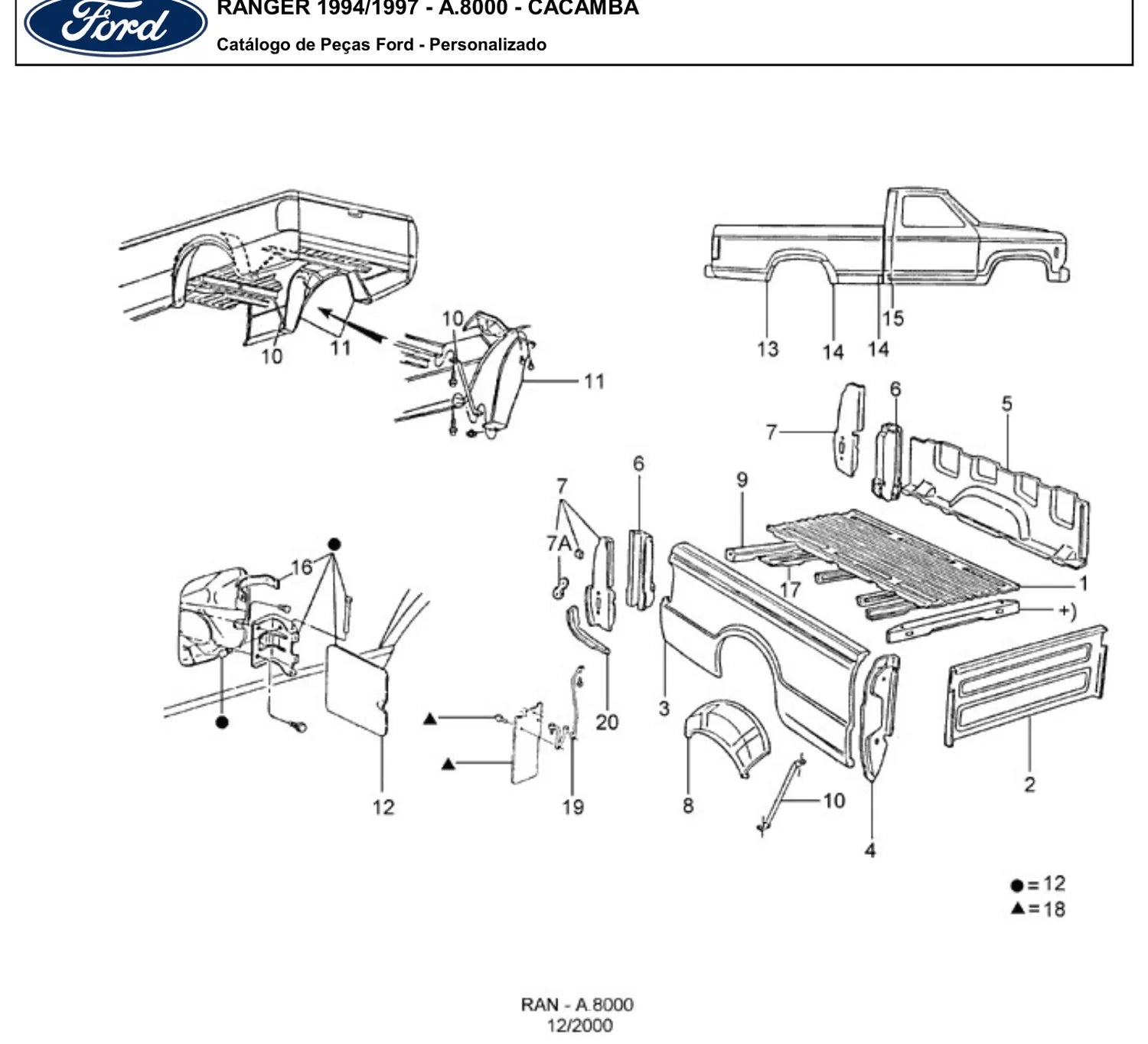 Catálogo de Peças Ford Ranger STX, XL e XLT (1994-1997) — vista explodida 3 (pág. 117 do PDF)