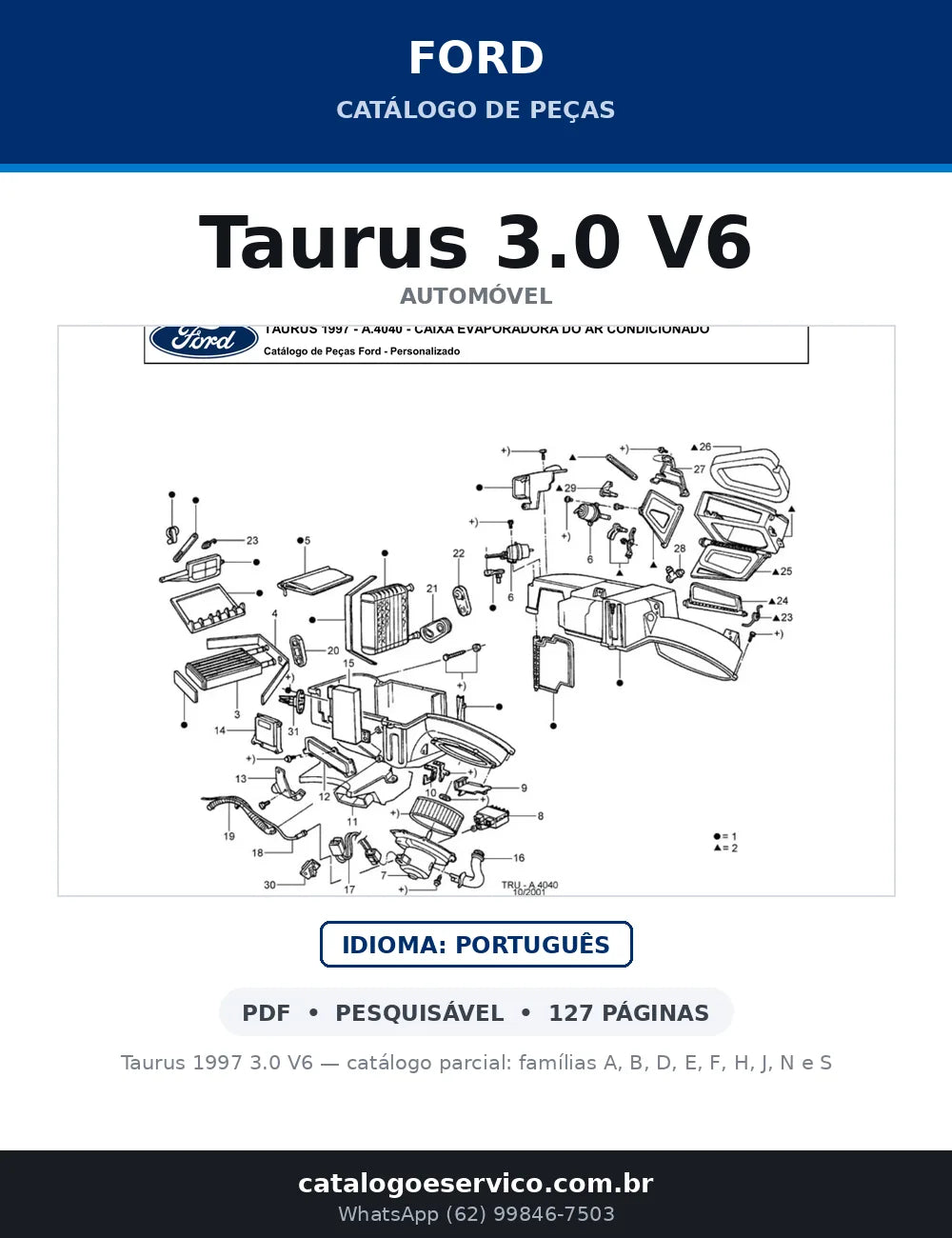 Catálogo de Peças Ford Taurus 3.0 V6 1996-1997 (parcial) — capa