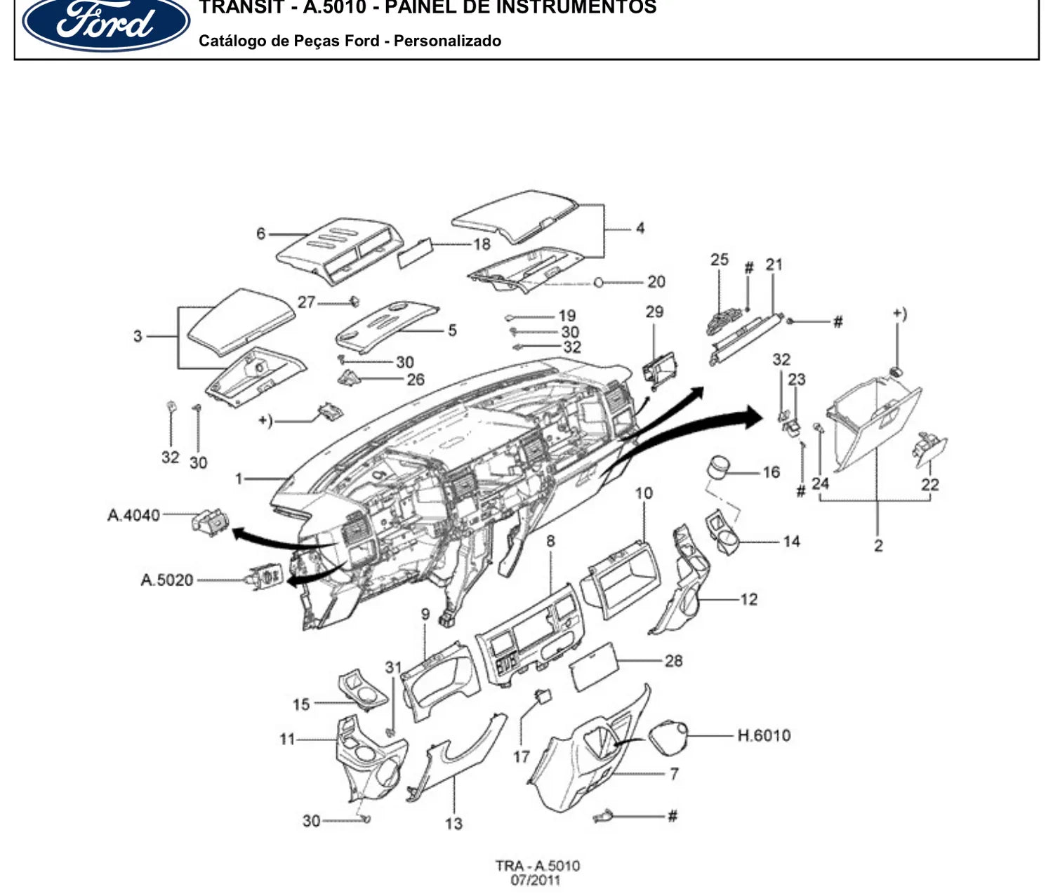Catálogo de Peças Ford Transit Diesel (2008-2013) — vista explodida 3 (pág. 90 do PDF)