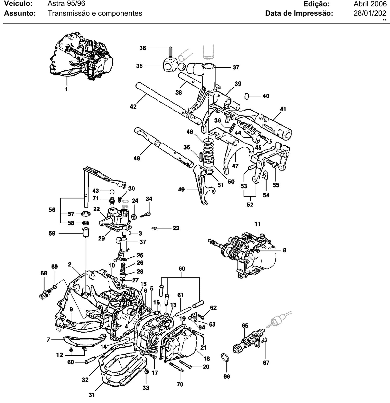 Catálogo de Peças Chevrolet Astra 1995-1996 (Hatch e Wagon) — vista explodida 3 (pág. 61 do PDF)