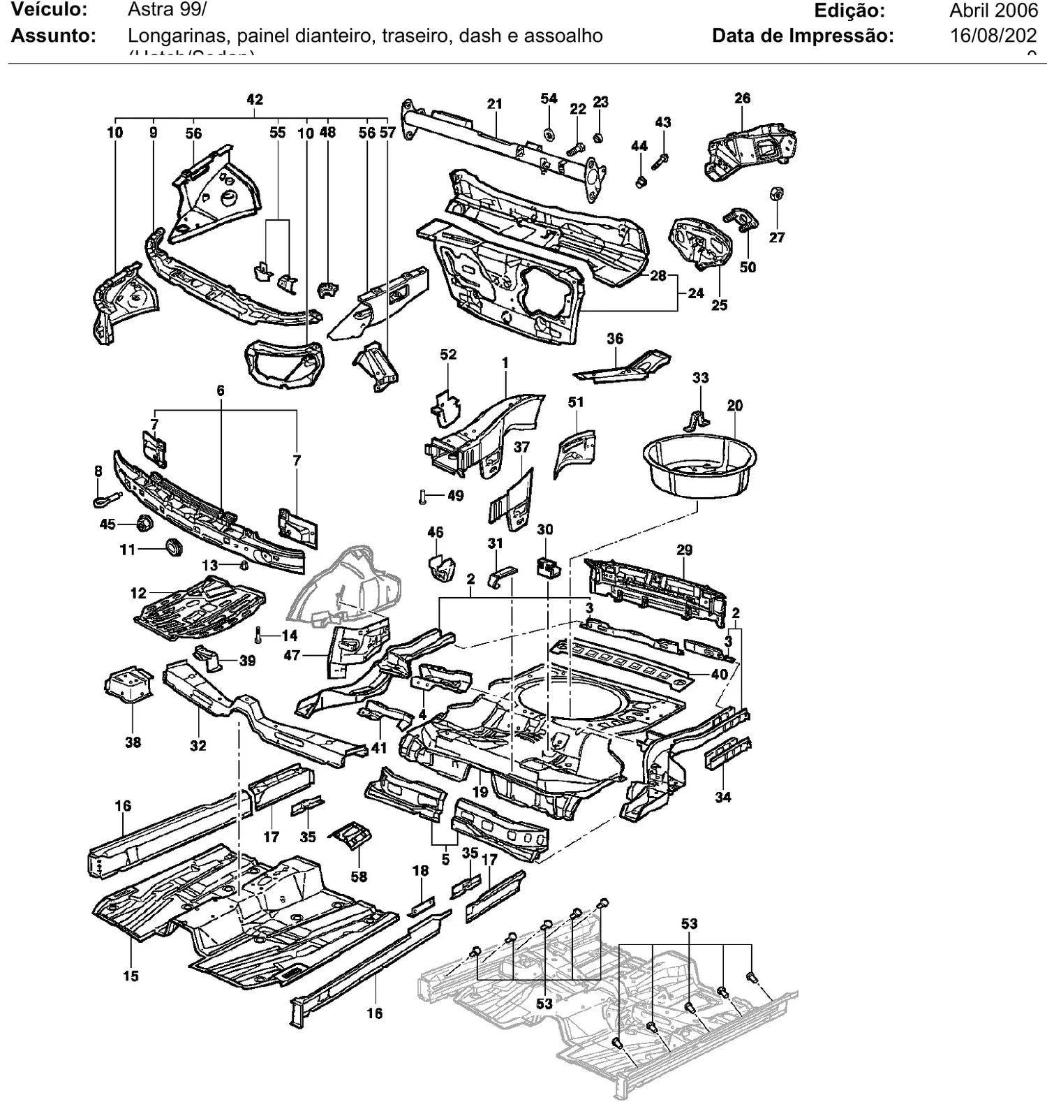 Catálogo de Peças Chevrolet Astra 1999-2006 e Zafira — vista explodida 2 (pág. 384 do PDF)