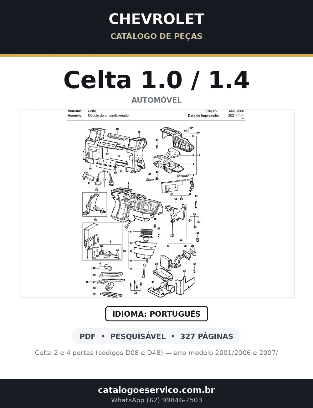 Catálogo de Peças Chevrolet Celta 1.0 e 1.4 2001-2006 — capa
